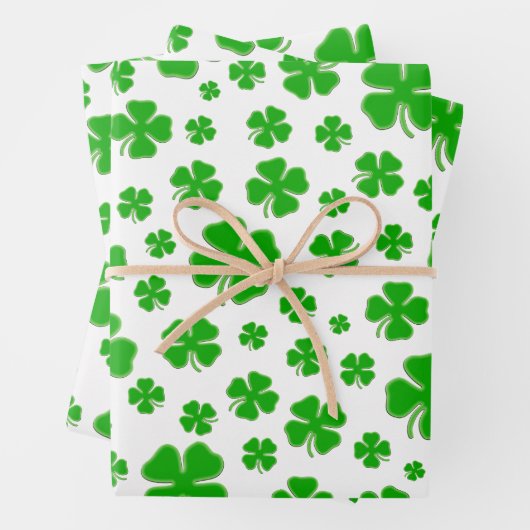 Green Irish Shamrock Pattern - St Patrick's Day Wr Inpakpapier Vel (In situ)