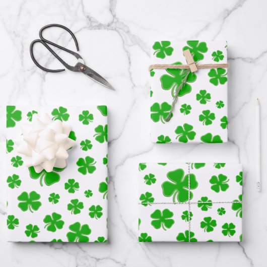 Green Irish Shamrock Pattern - St Patrick's Day Wr Inpakpapier Vel (Voorkant)