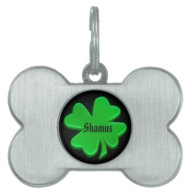 Green Irish Shamrock Pet Tag Huisdieren Naamplaatje (voorkant)
