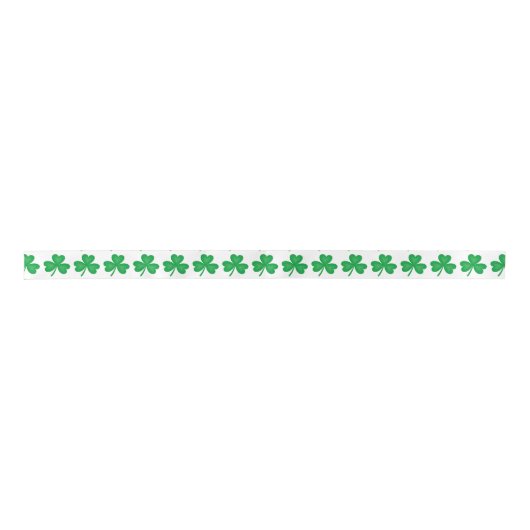 Green Irish Shamrock Satin Ribbon Satijnen Lint (Voorkant)