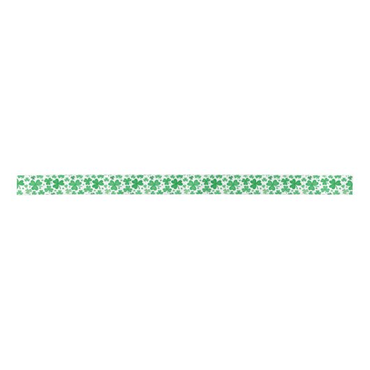 Green Irish Shamrock Satin Ribbon Satijnen Lint (Voorkant)