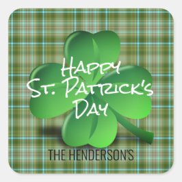 Green Irish Shamrock St Patricks Day Family Vierkante Sticker