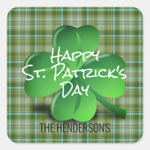 Green Irish Shamrock St Patricks Day Family Vierkante Sticker