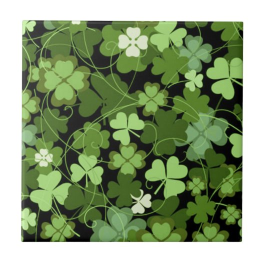 Green Irish Shamrock Tegeltje (Voorkant)