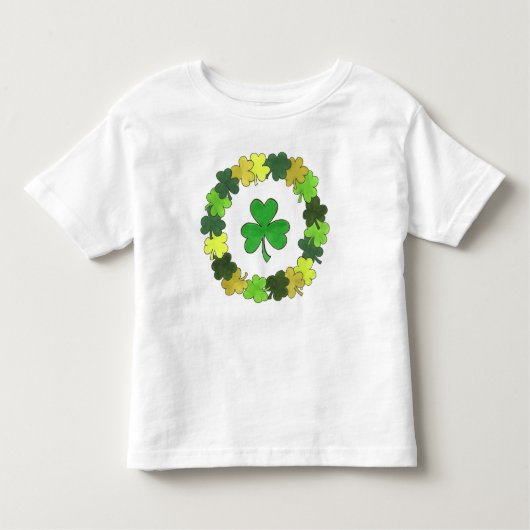 Green Irish Shamrock Wreath St. Patrick's Day Kinder Shirts (Voorkant)