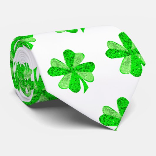 Green Irish Shamrock Young Clover St Patrick's Day Stropdas (Opgerold)