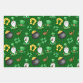 GREEN IRISH SHAMROCKS GOLD HOEFIJZERS GNOMES INPAKPAPIER VEL (Voorkant)