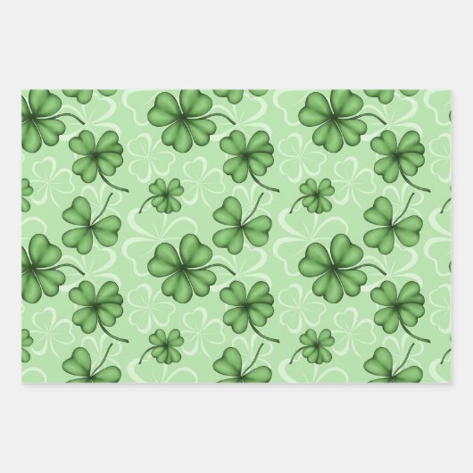 GREEN IRISH SHAMROCKS PIPES TOP HATS INPAKPAPIER VEL (Voorkant 3)