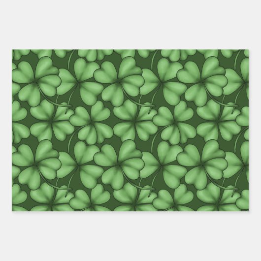 GREEN IRISH SHAMROCKS PIPES TOP HATS INPAKPAPIER VEL (Voorkant)