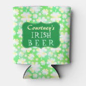 Green Irish Shamrocks St Patricks Waterverf Bier Blikjeskoeler (Voorkant)