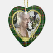 Green Irish Tartan Memorial Hartfoto Kerst Keramisch Ornament (Links)