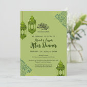 Green Islamic Ramadan Iftar Dinner Invitation Kaart (Staand voorkant)