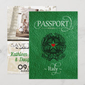 Green Italy Passport Save the Date Kaart (Voorkant / Achterkant)