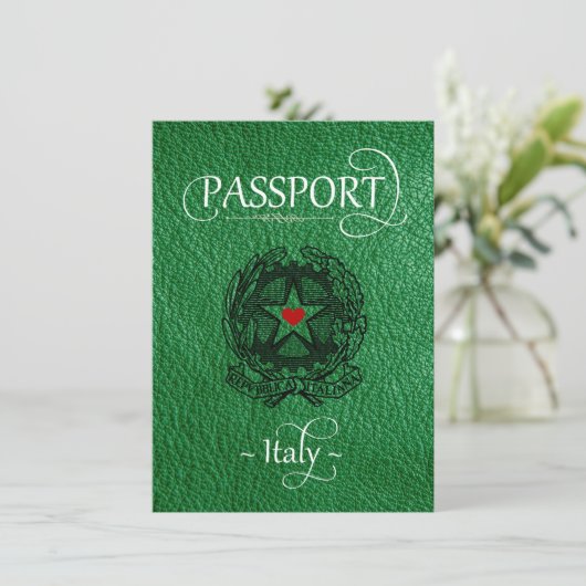 Green Italy Passport Save the Date Kaart (Staand voorkant)