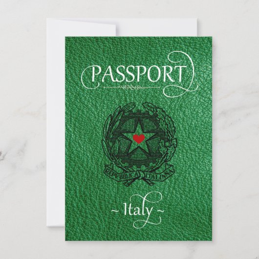 Green Italy Passport Save the Date Kaart (Voorkant)