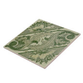Green Ivory Art Nouveau Peony Antiek Repro Tile Tegeltje (Zijkant)