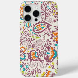 Green Ivory Plum Blue Blauwgroen Damask Floral Pat iPhone 15 Pro Max Hoesje