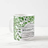 Green Ivy Botanical Monogrammed Name Koffiemok (Voorkant links)