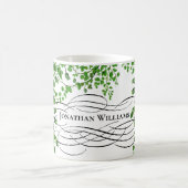 Green Ivy Botanical Monogrammed Name Koffiemok (Center)