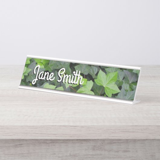 Green Ivy Botanical Print Bureau Naambordje (Voorkant)