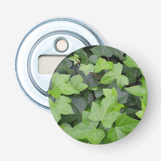Green Ivy Botanical Print Button Flesopener (Voorkant)