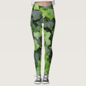 Green Ivy Botanical Print Leggings (Voorkant)