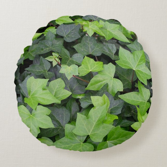 Green Ivy Botanical Print Rond Kussen (Voorkant)