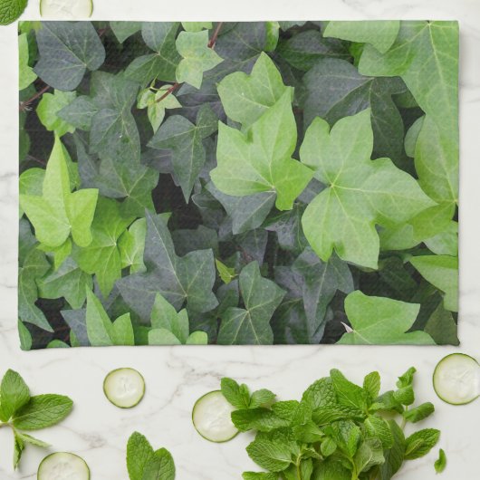 Green Ivy Botanical Print Theedoek (Gevouwen)