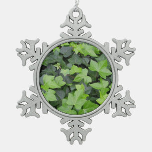Green Ivy Botanical Print Tin Sneeuwvlok Ornament