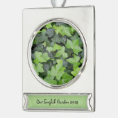 Green Ivy Botanical Print Verzilverd Banner Ornament (Links)