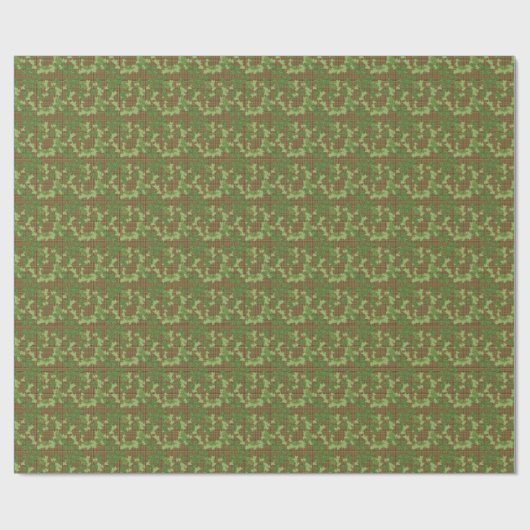 Green Ivy Brown Gold Plaid  Cadeaupapier (Vlak)