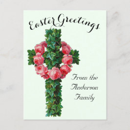 Green Ivy Floral Cross  Paasreligieus Briefkaart