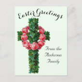 Green Ivy Floral Cross  Paasreligieus Briefkaart (Voorkant)