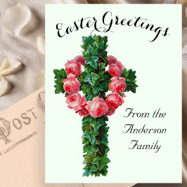 Green Ivy Floral Cross Paasreligieus Briefkaart