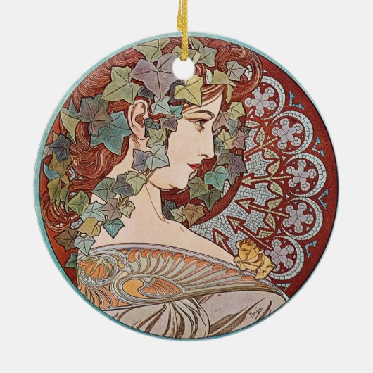 Green Ivy Goddess Art Keramisch Ornament (Achterkant)