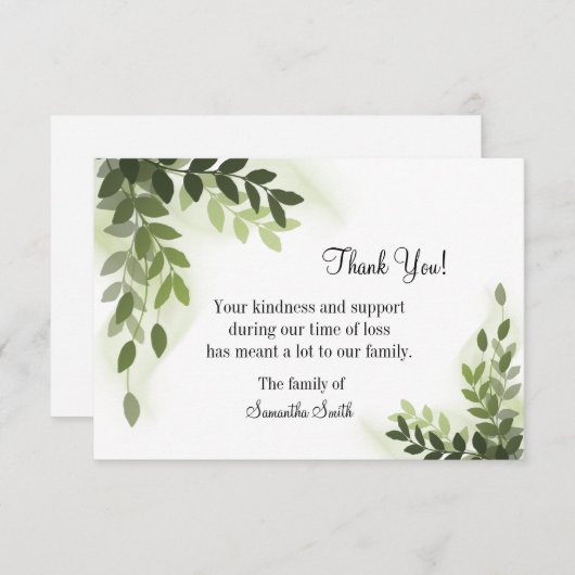 Green Ivy Hartelijk dank voor uw begrafeniskaart, Bedankkaart (Voorkant / Achterkant)