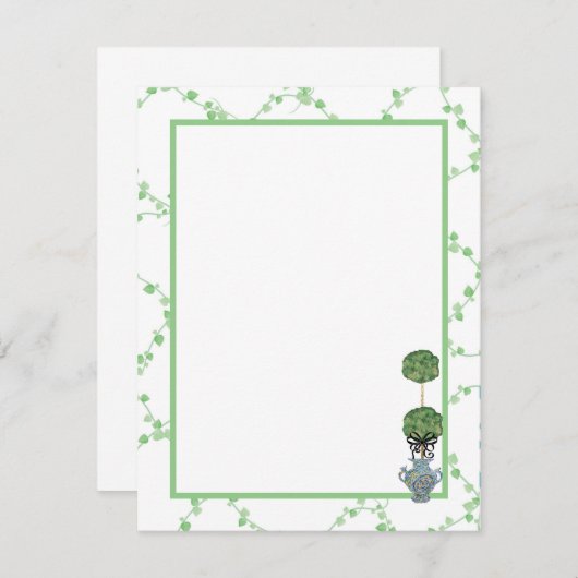 Green Ivy Lattice Topiary Ginger Jar Jars Notitiekaartje (Voorkant / Achterkant)