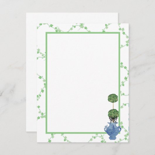 Green Ivy Lattice Topiary Ginger Jar Jars Notitiekaartje (Voorkant / Achterkant)