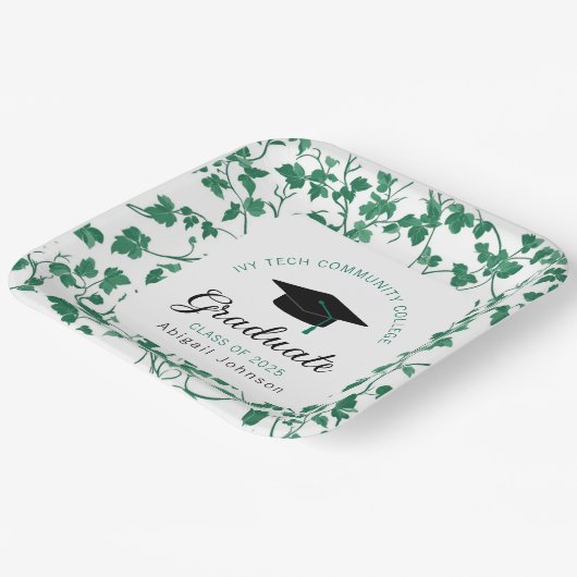 Green Ivy Pattern Personalized Graduation Papieren Bordje (Gebogen)
