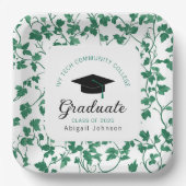Green Ivy Pattern Personalized Graduation Papieren Bordje (Voorkant)