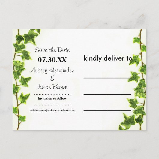 Green Ivy - Sla de Date Post Kaart (Achterkant)