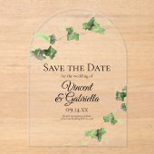 Green Ivy Vine Waterverf Wedding Save the Date Acryl Uitnodigingen (Voorkant)