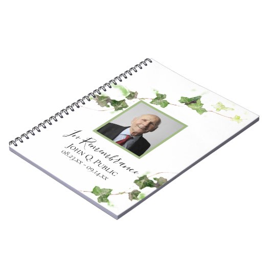 Green Ivy Waterverf Uitvaartmonument Gastenboek Notitieboek (Linkerzijde)