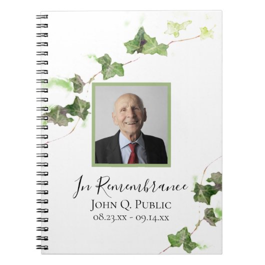 Green Ivy Waterverf Uitvaartmonument Gastenboek Notitieboek (Voorkant)