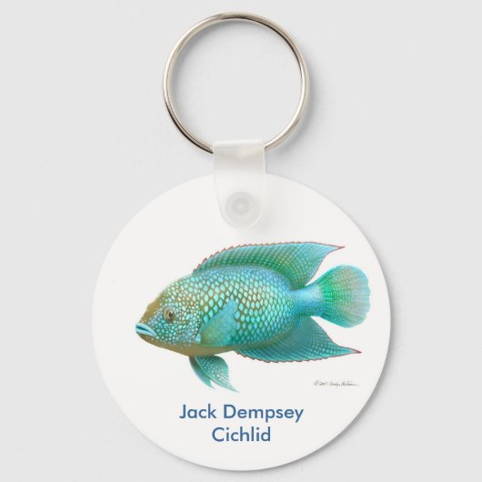 Green Jack Dempsey Cichlid Sleutelhanger (Voorkant)
