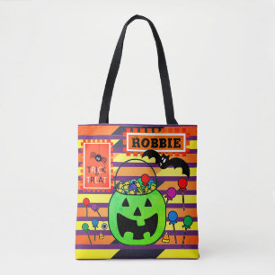 Green Jack o' Lantern Persoonlijke Trick or treat Tote Bag