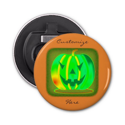 Green Jack o'lantern Halloween Thunder_Cove Button Flesopener (Voorkant)