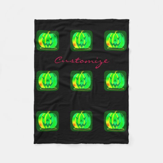 Green Jack o'lantern Halloween Thunder_Cove Fleece Deken (Voorkant)