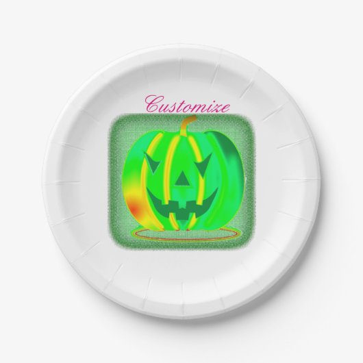 Green Jack o'lantern Halloween Thunder_Cove Papieren Bordje (Voorkant)