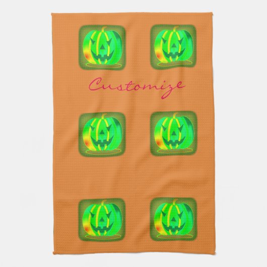 Green Jack o'lantern Halloween Thunder_Cove Theedoek (Verticaal)